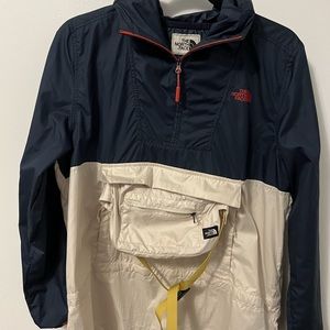North face windbreaker, snow jacket with fanny pack